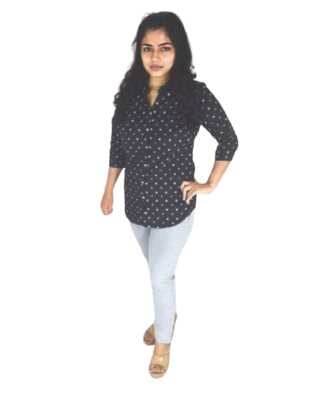 women black printed cotton shirt