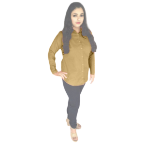light brown formal shirt with spread collar and full sleeves