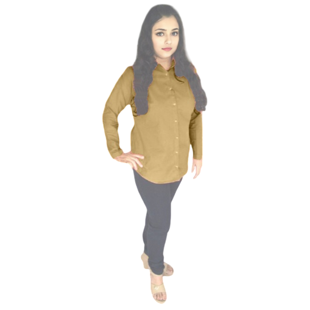 light brown formal shirt with spread collar and full sleeves