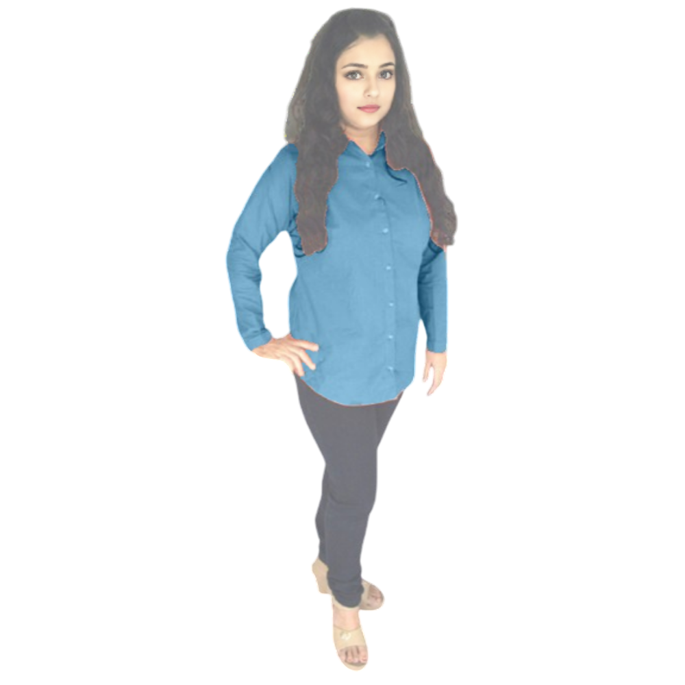 dark blue formal shirt with spread collar and full sleeves